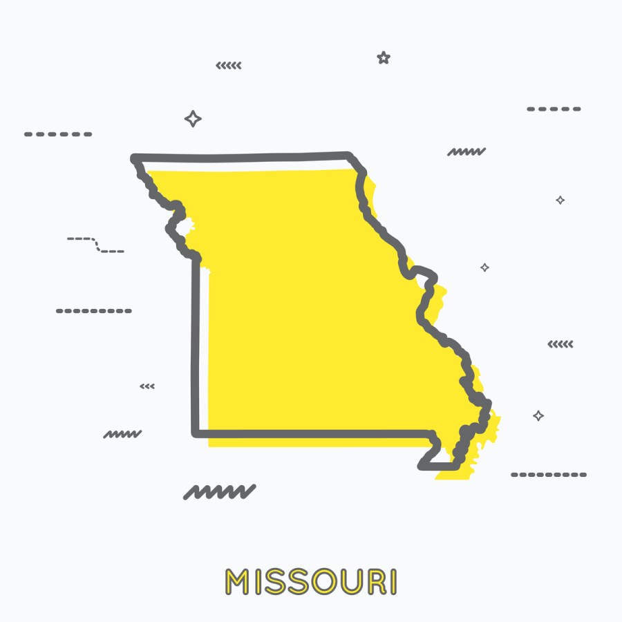 A Yellow Outline of Missouri