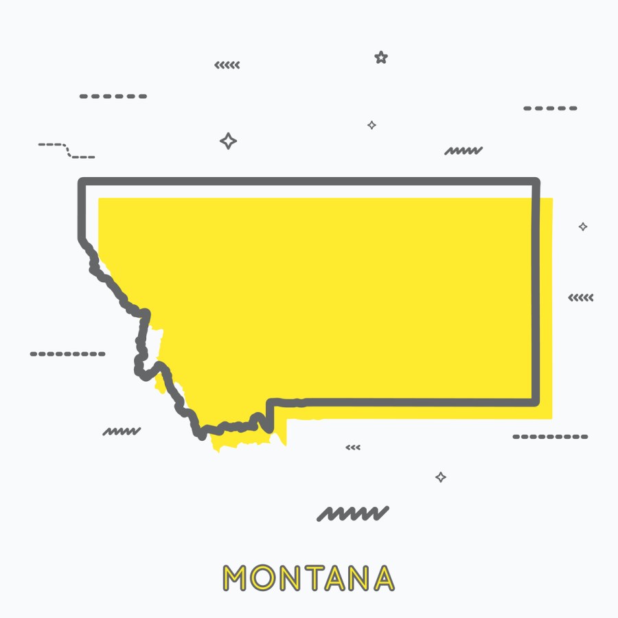 A Yellow Outline of Montana