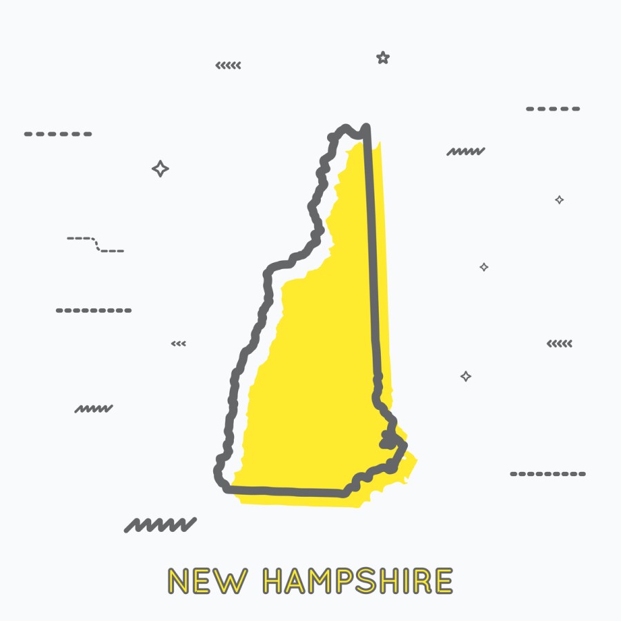 A Yellow Outline of New Hampshire