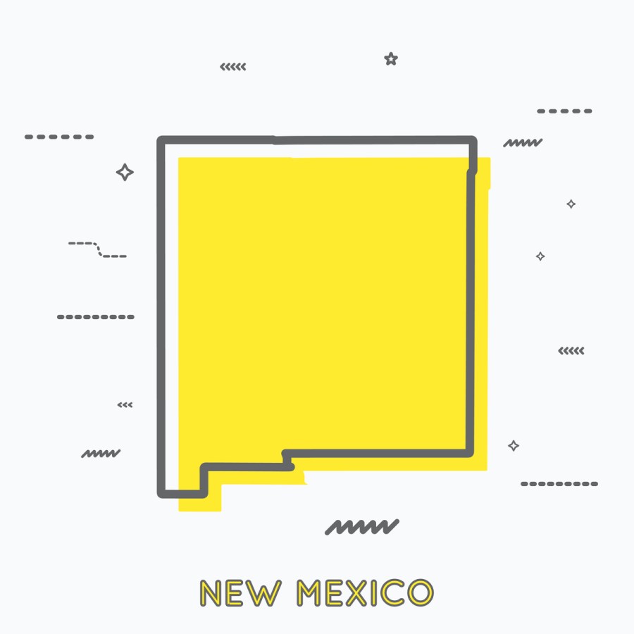 A Yellow Outline of New Mexico