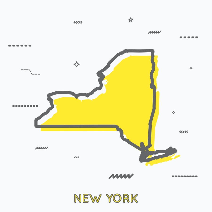 A Yellow Outline of New York