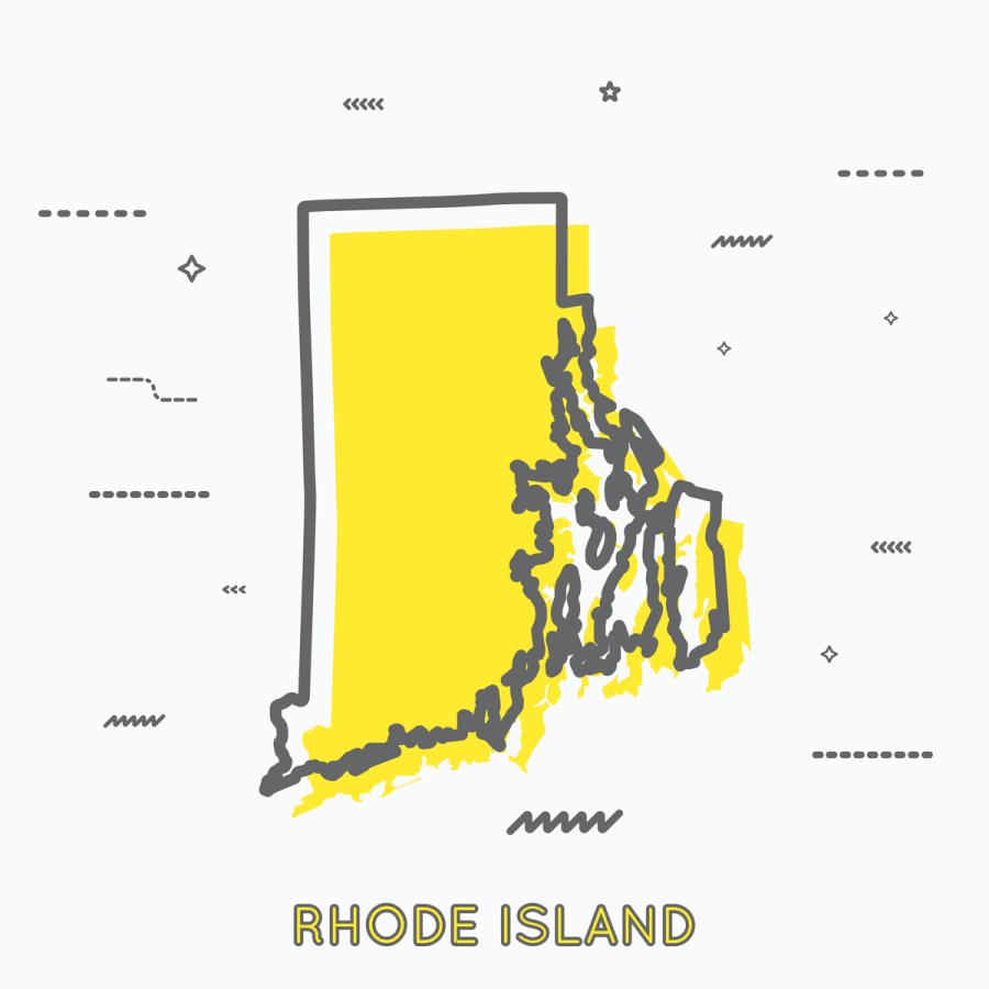 A Yellow Outline of Rhode Island