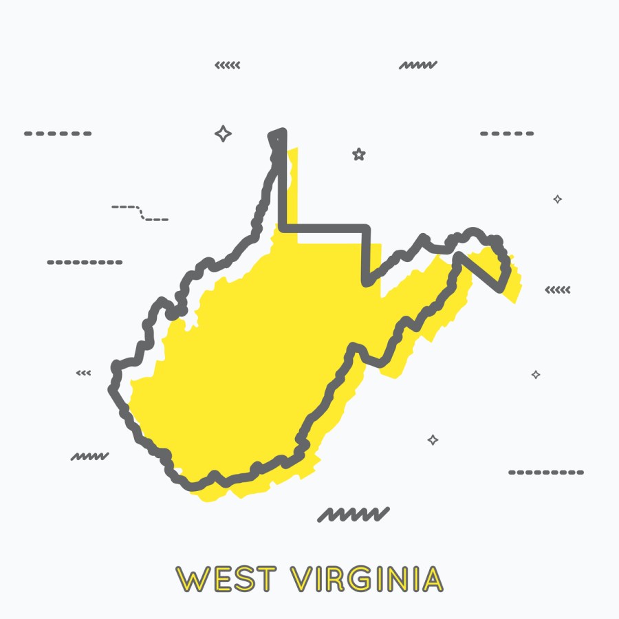 A Yellow Outline of West Virginia