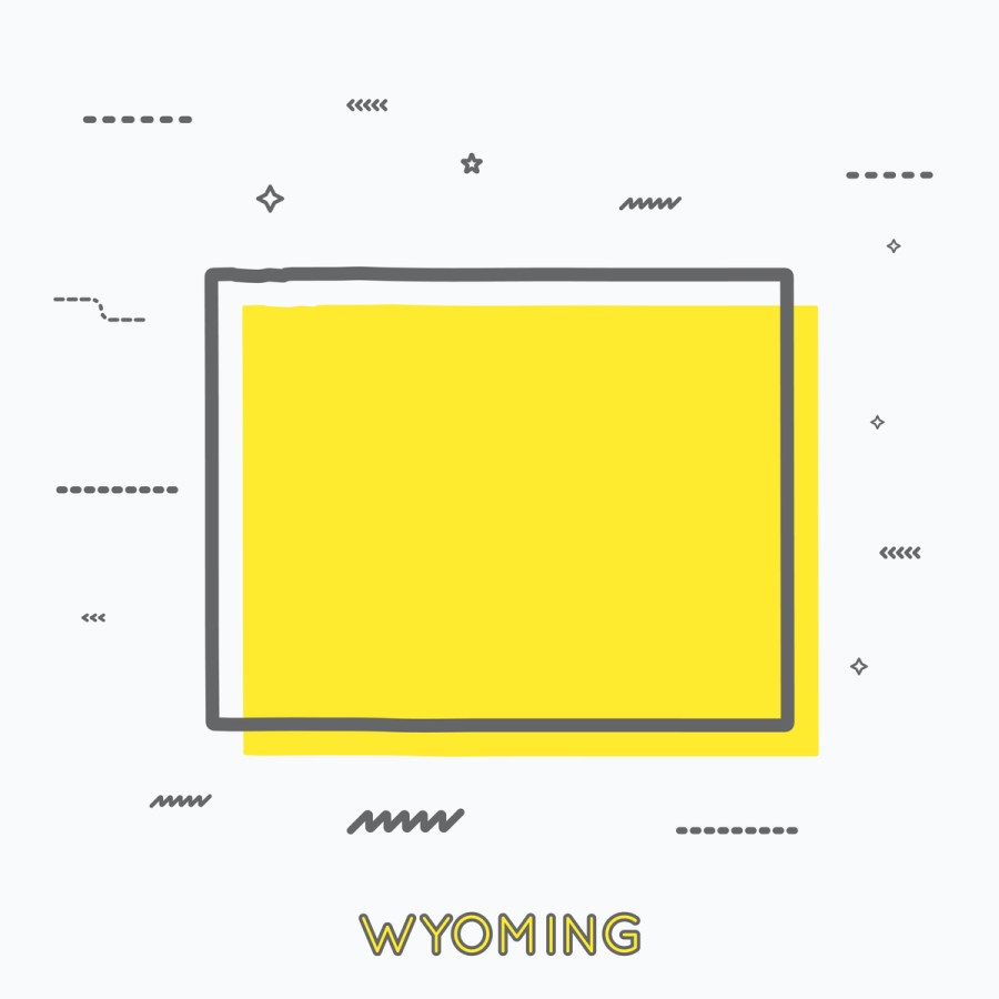 A Yellow Outline of Wyoming