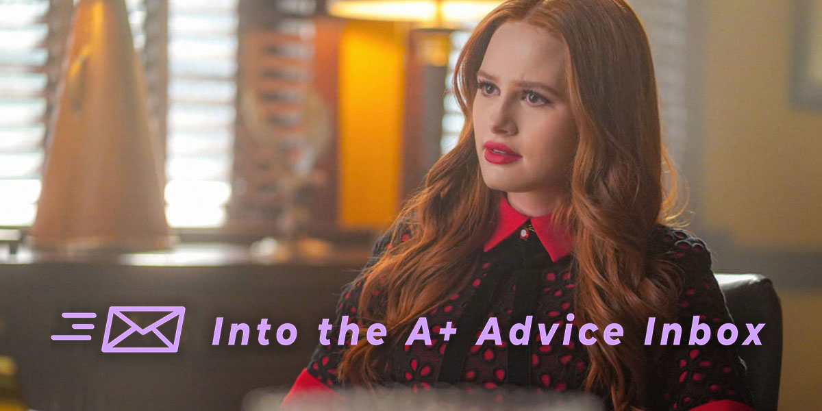 Cheryl from Riverdale sits in a therapist's office looking consternated with her signature red hair and a fashionable outfit