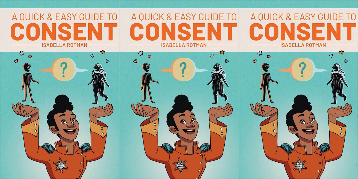 Three repeating images of the cover of A Quick and Easy Guide to Consent