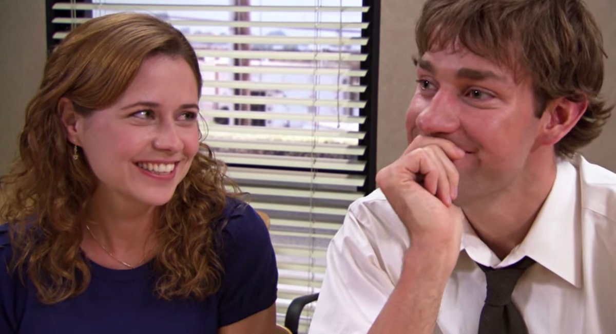 pam smiles at jim in "the office"