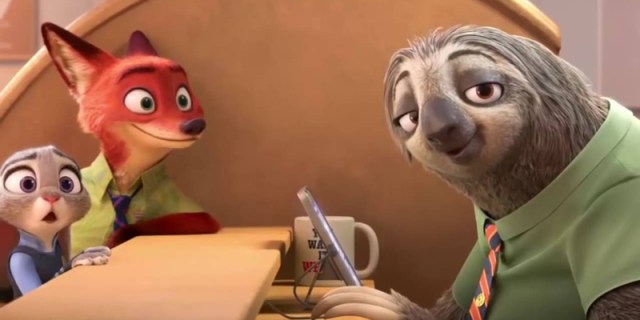 The DMV Sloth from the movie "Zootopia" stares directly into the camera during a 2020 Election meme