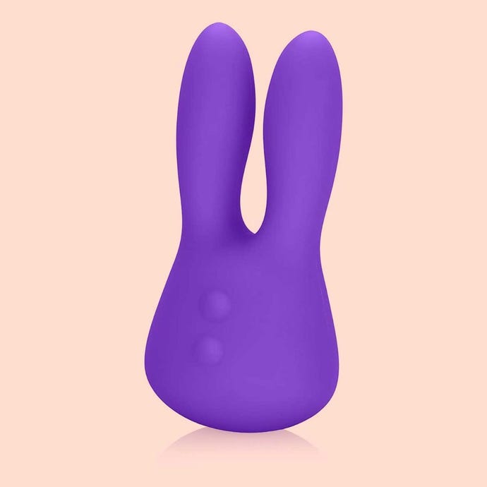 Bunny shaped vibrator with two large protruding ears.
