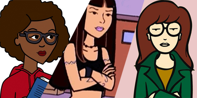 A three-fold collage of custom Daria-themed Avatar figures, along with characters from the actual show Daria.