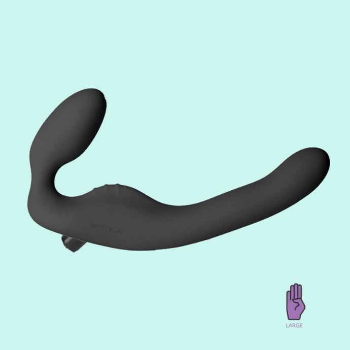 Double ended dildo, with a smaller shape on one end for insertion.