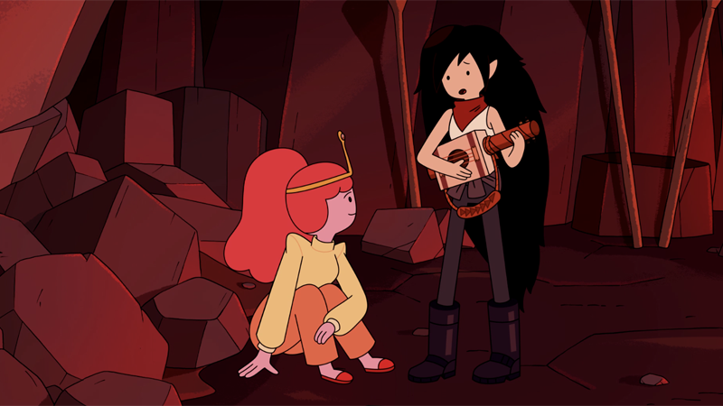 Marceline serenades Princess Bubblegum in a cave