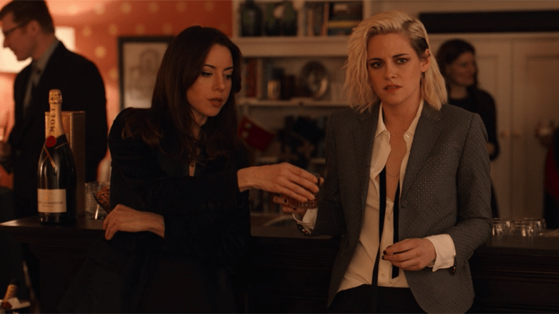 Kristen Stewart and Aubrey Plaza share a whisky