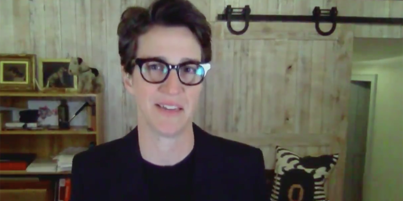 A screenshot of Rachel Maddow from her broadcast on November 19th.