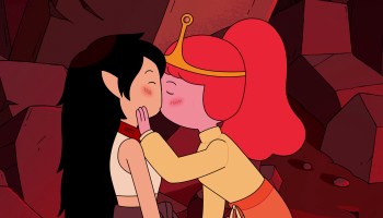 adventure time finn and princess bubblegum kiss on the lips