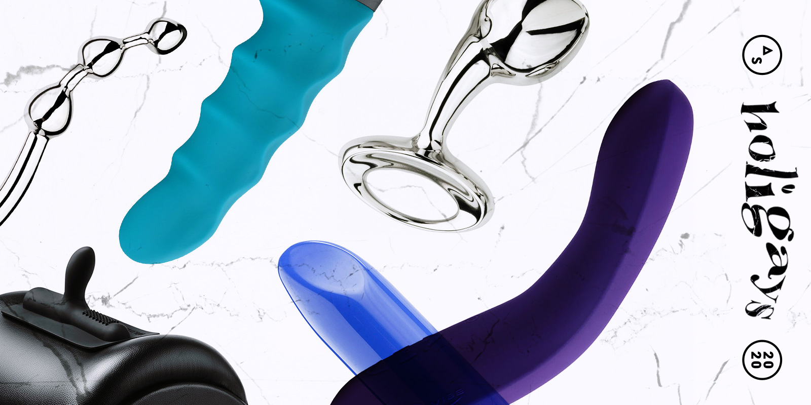 A collage of a variety of brightly colored sex toys