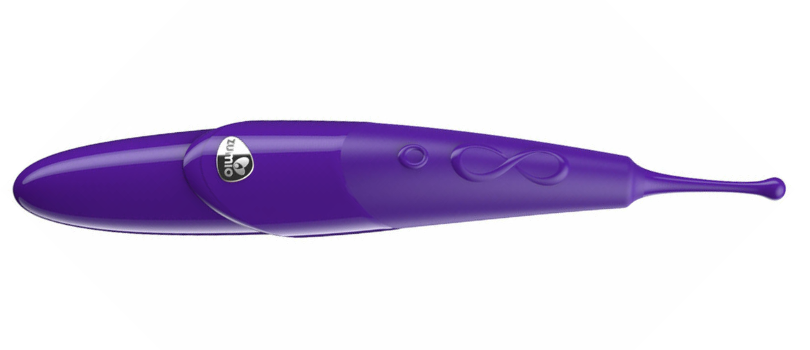 a purple sex toy with a bit that looks a little like a probe (but is for external use)