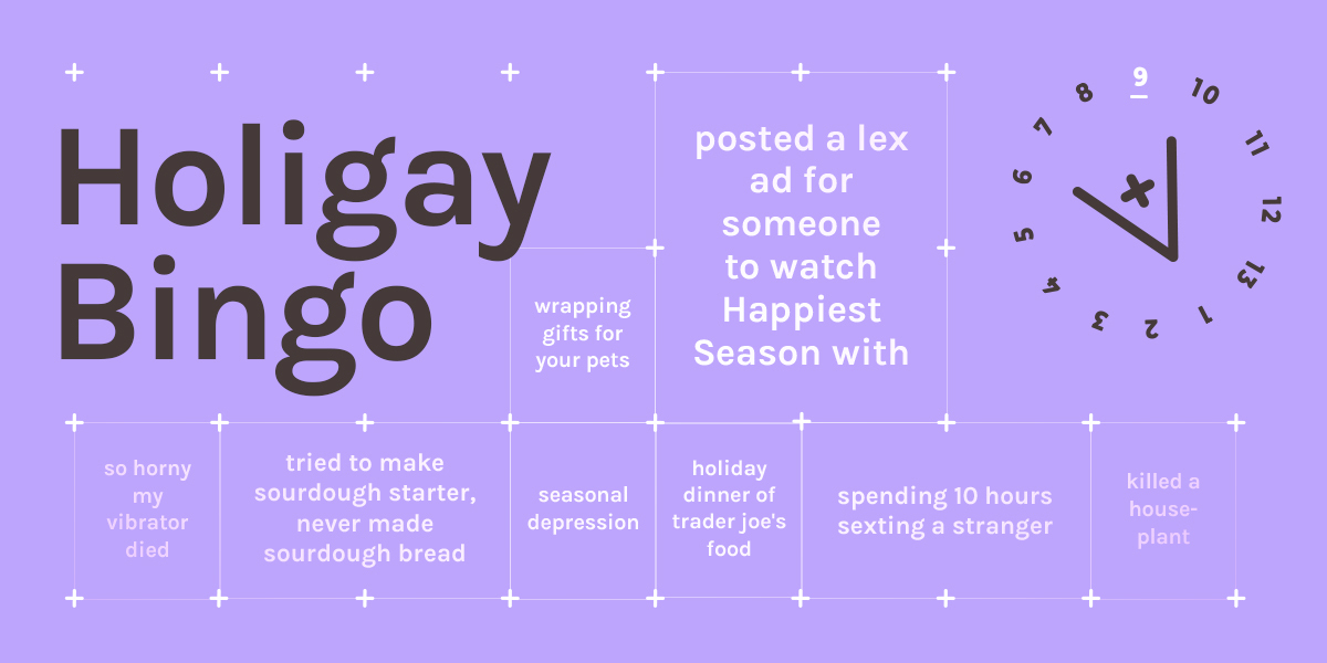 the feature for the bingo game, which includes several of the squares