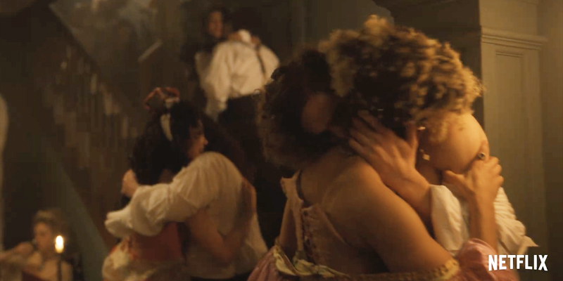 Two women make out in the Bridgeton trailer.
