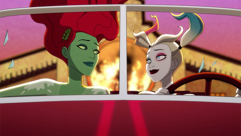 Harly and Ivy ride off into the sunset in the season two finale of Harley Quinn, a total Best Queer TV Couples of 2020 move! 