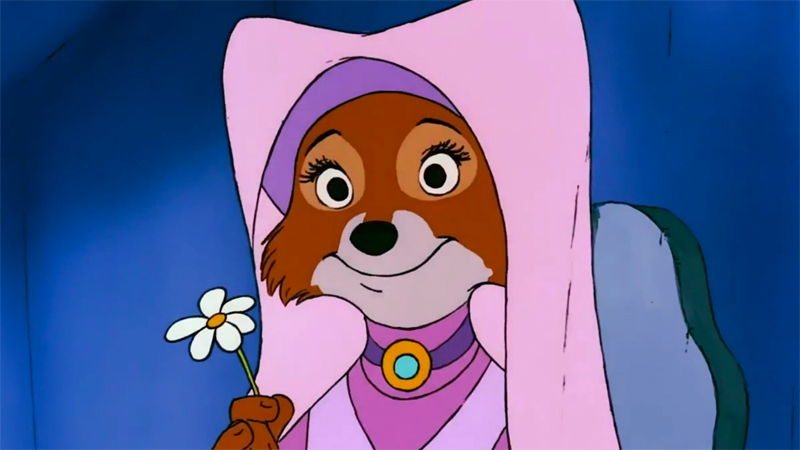 Marian holds a daisy and smiles sweetly. Robin Hood is ranked higher in the Bisexual Disney Characters list than her. 