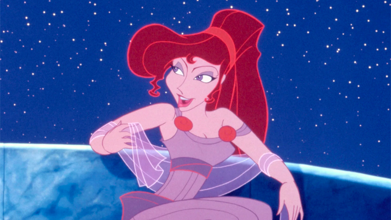 Megara leans casually and smirks. 