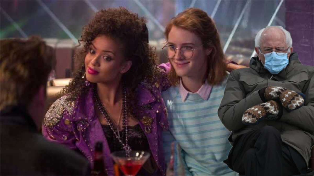 Bernie hangs out in a bar in the 1980s with the women of San Junipero