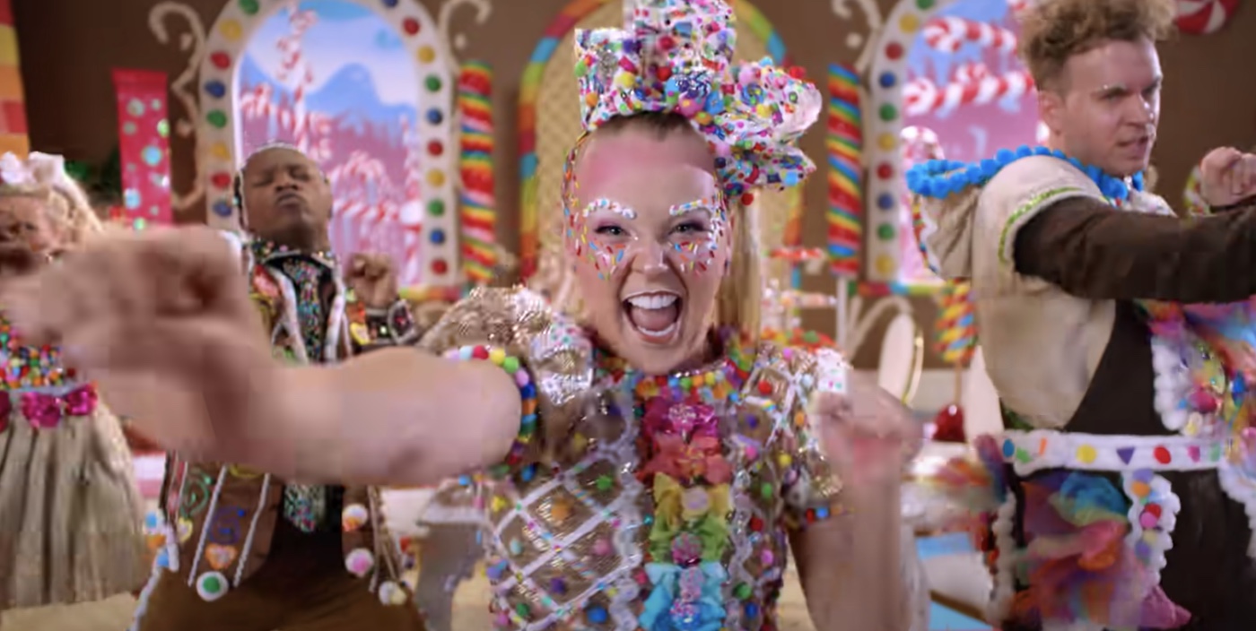 jojo siwa in her music video for "it's christmas now"