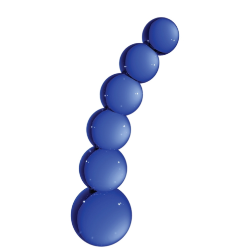 glass dildo - blue glass with six bulbs stacked together, growing larger in size