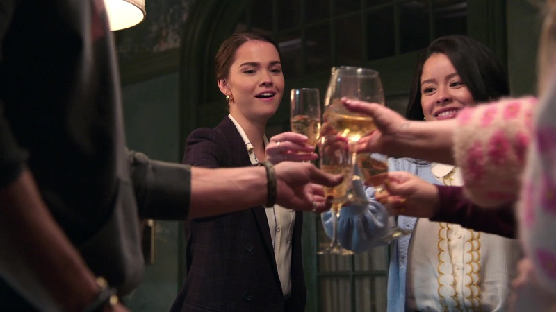 Callie celebrates passing the bar and getting a new job with her chosen family at the Coterie.