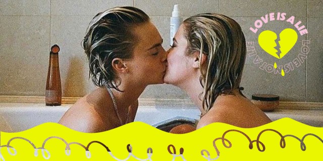 Ashley Benson and Cara Delevingne kiss in a bathtub