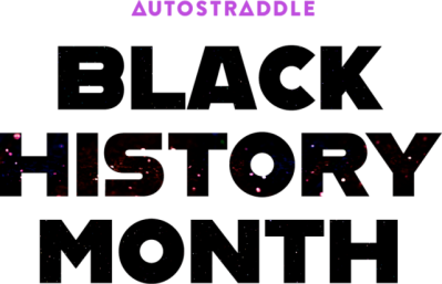 The words "Black History Month" are in bolded, center font. The color is black. The word "history" has a light purple starry sky within it.