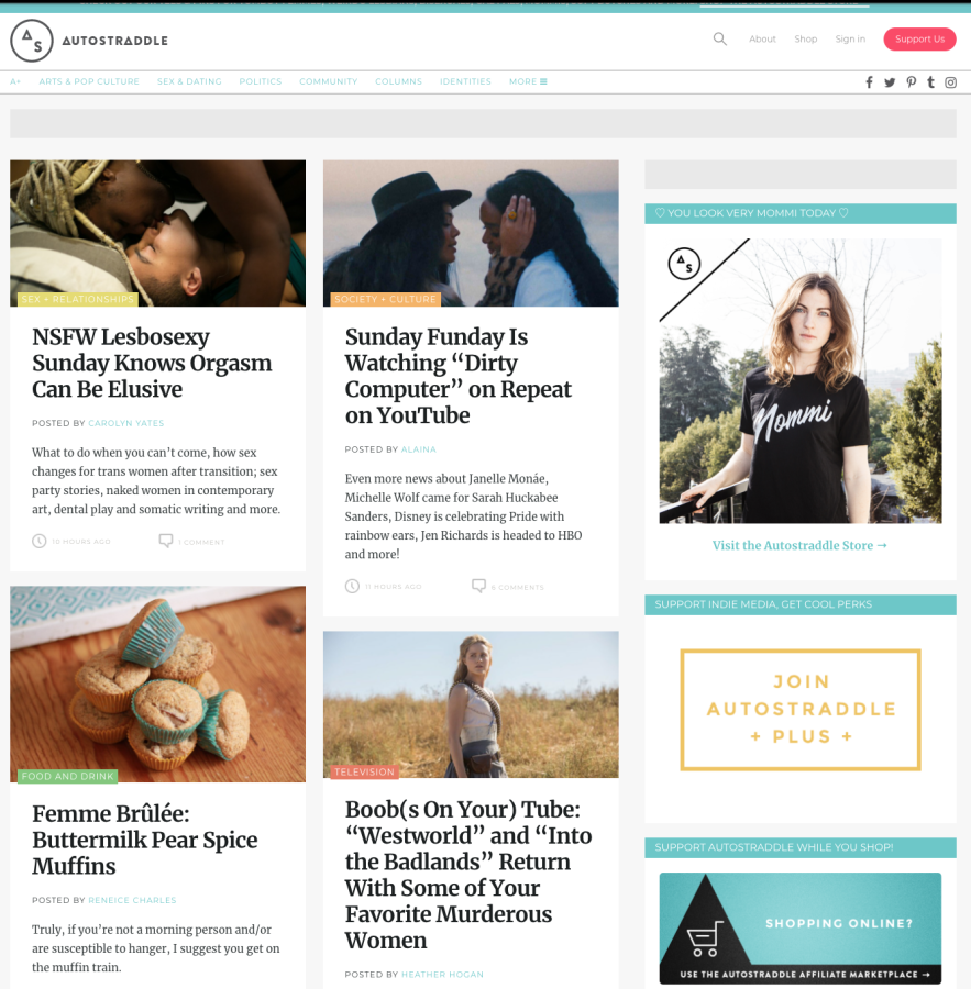 another screenshot of autostraddle.com but newer!
