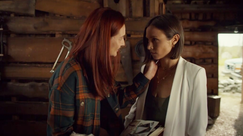 Nicole puts her hand on Waverly's cheek as she stares at her adoringly, Waverly searches Nicole's face to try to tell what's wrong with her. 