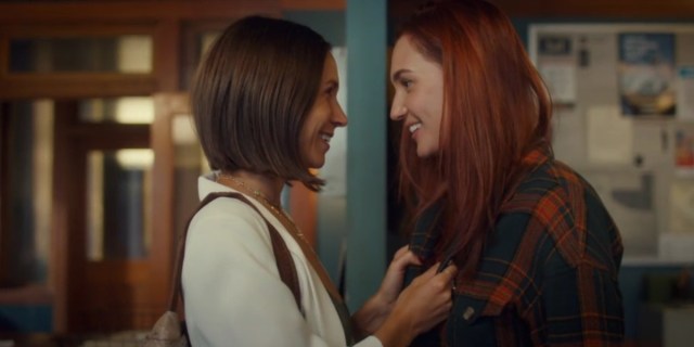 Waverly smiles and tugs gently at the front of Nicole's flannel, Nicole smiles back but doesn't lean into Waverly's silent request.