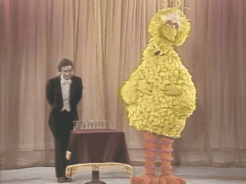 Big Bird on stage taking a bow