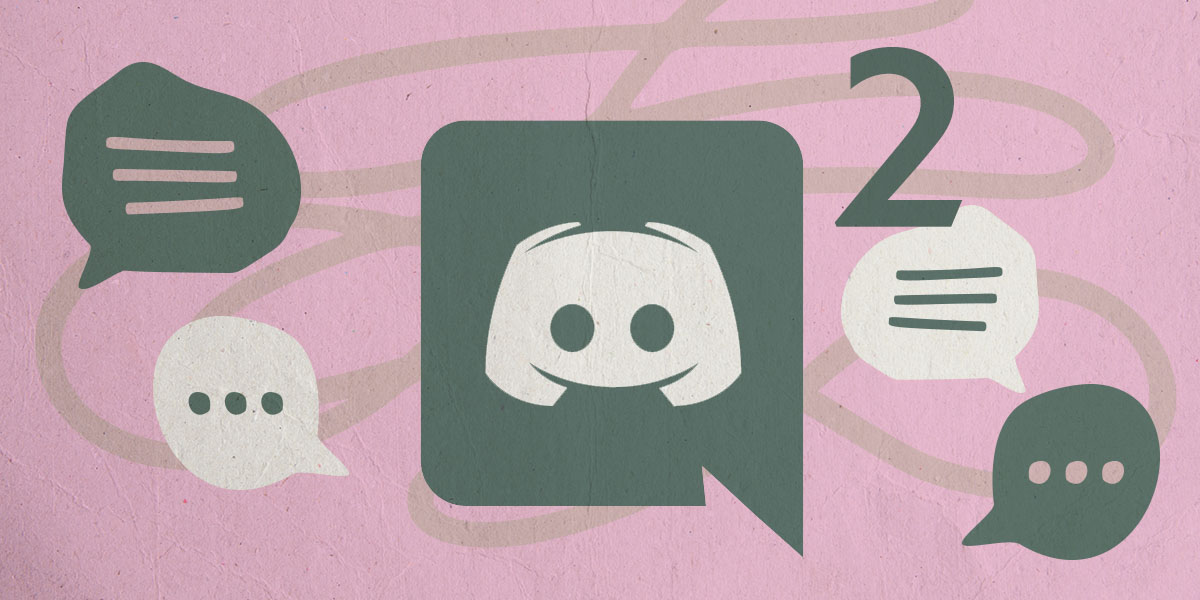 The discord server logo and a number 2 against a pink background