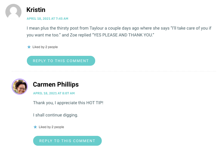 I mean plus the thirsty post from Taylour a couple days ago where she says “I’ll take care of you if you want me too.