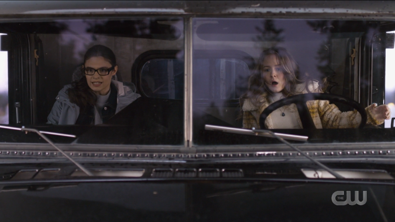 Nia and Kara look shook in the cab of a tanker.
