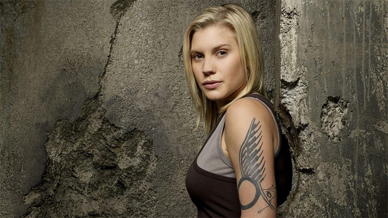 Katee Sackhoff as Captain Kara 'Starbuck' Thrace