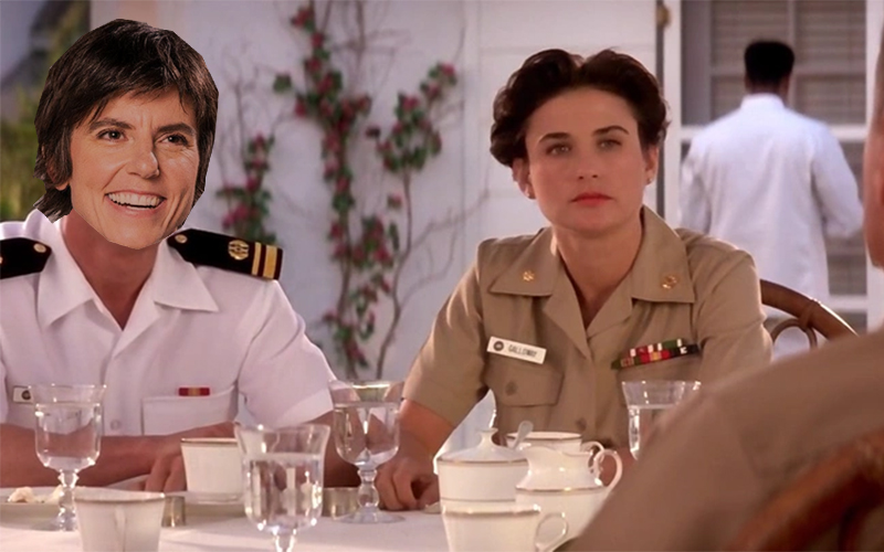 Tig Notaro Photoshopped into A Few Good Men with Demi Moore wearing a Navy uniform