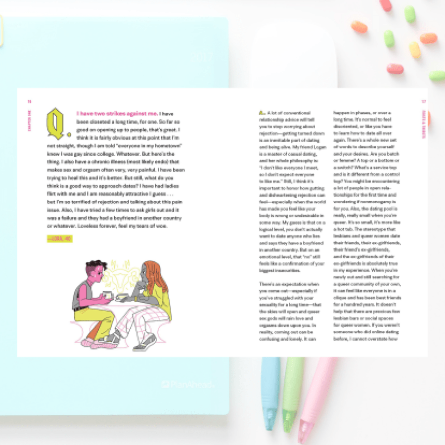 Image shows the text of question asked by a reader, and behind it there is another image of a notebook, pens and jelly beans.