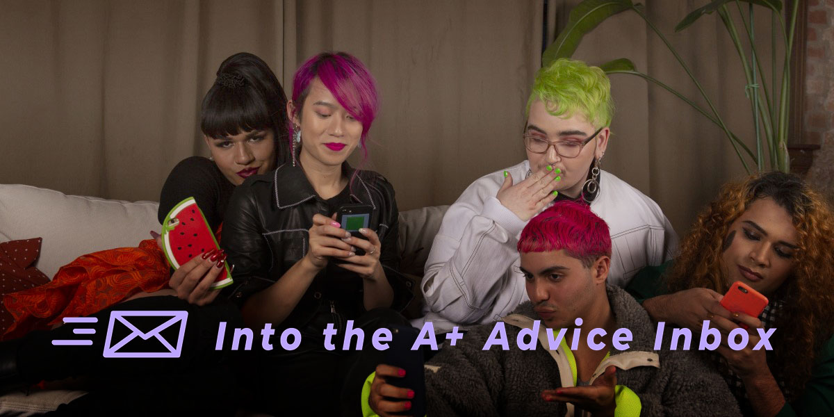 A group of friends of varying genders taking selfies