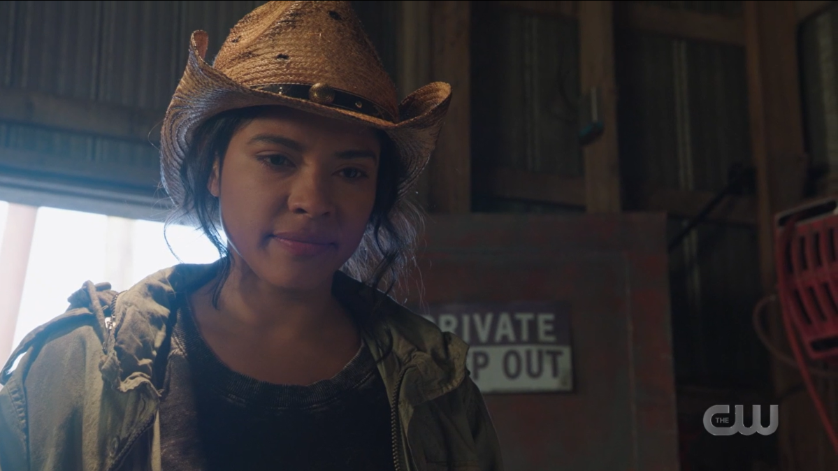 Esperanza Cruz in a cowgirl hat, lookin cute as heck.