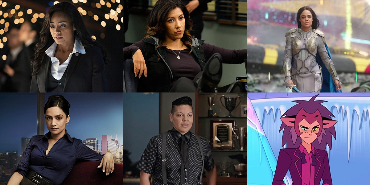 A collage of six characters from the list: Sophie Moore, Rosa Diaz, Valkyrie, Kalinda Sharma, Kat Sandoval, and Catra