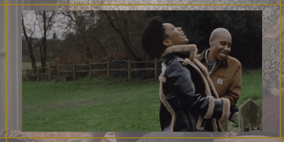 Image shows 2 Black women on a farm laughing together.