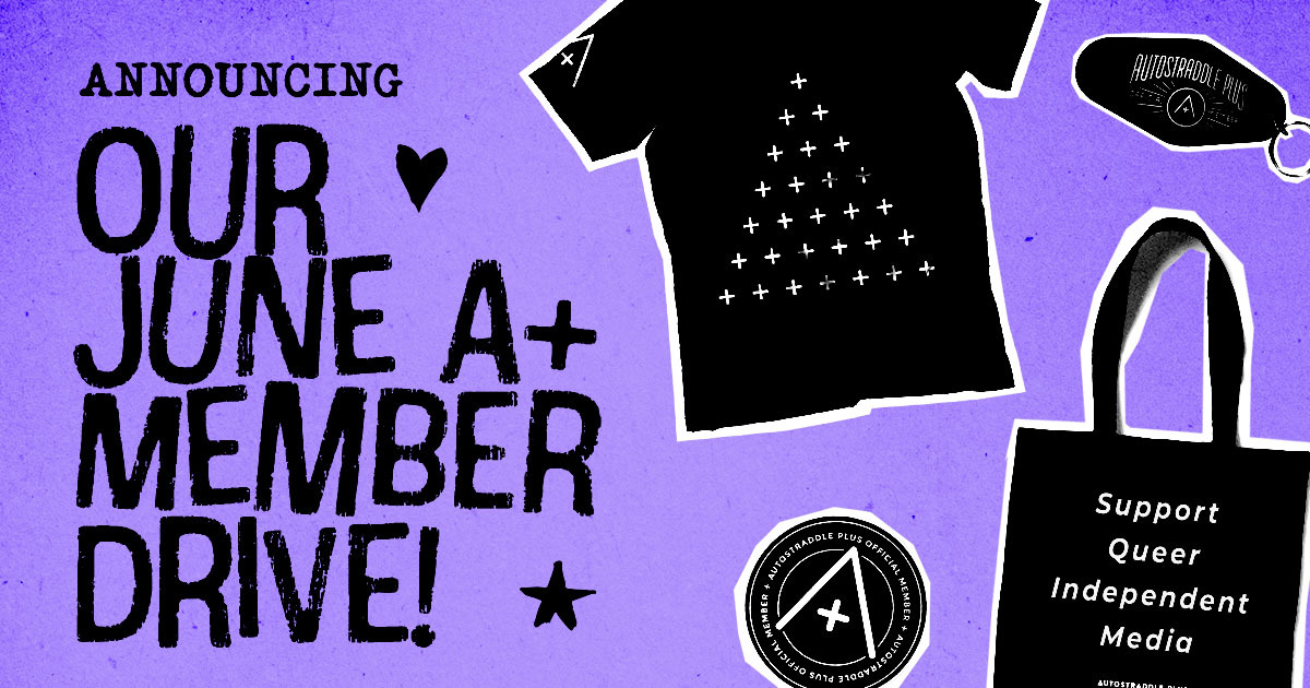 Announcing Our June A+ Member Drive! Image features the A+ tee, sticker, tote and keychain