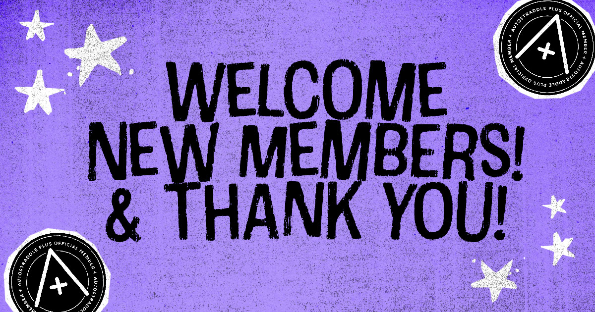 A graphic that readS: Welcome New Members & Thank You! with a purple background, stars, and A+ logos