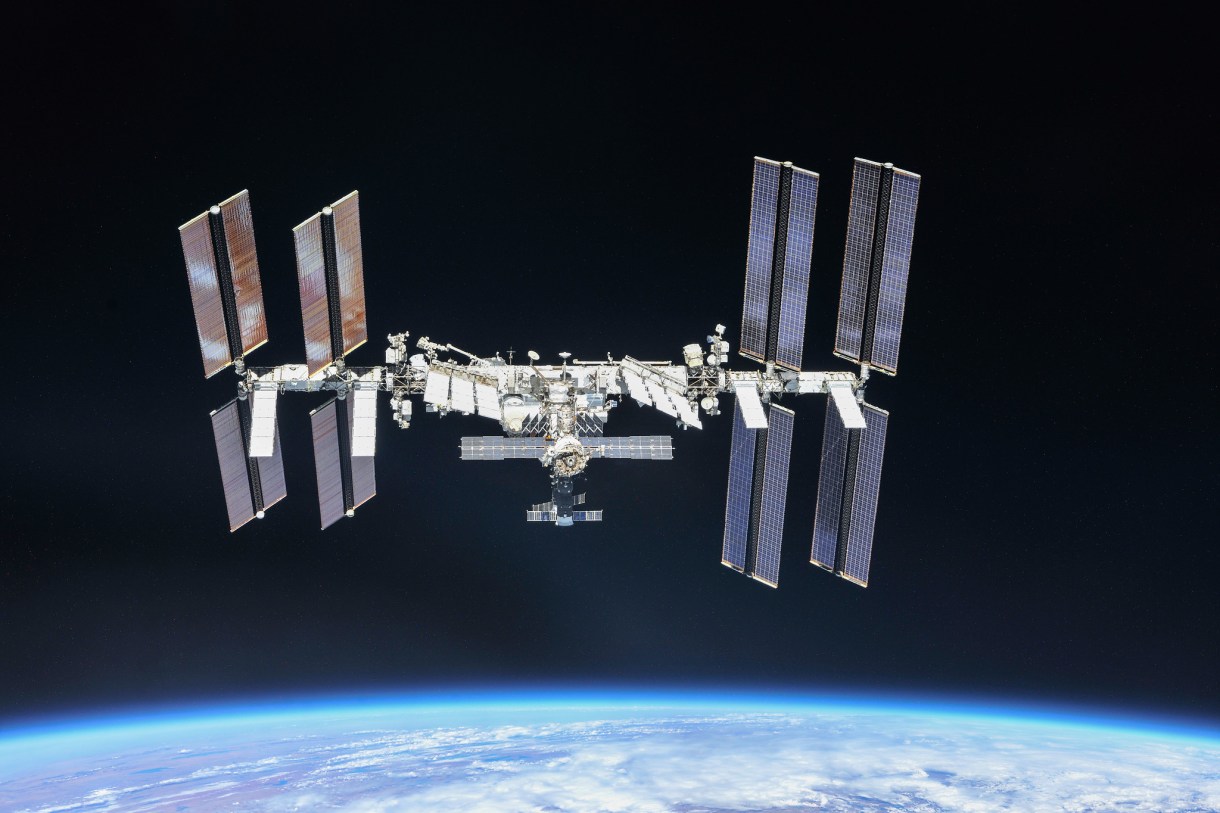 The International Space Station orbiting around Earth