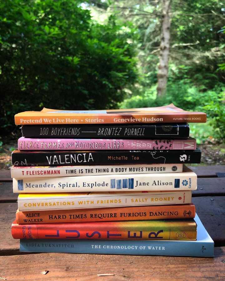 A stack of various books that Vanessa is reading!